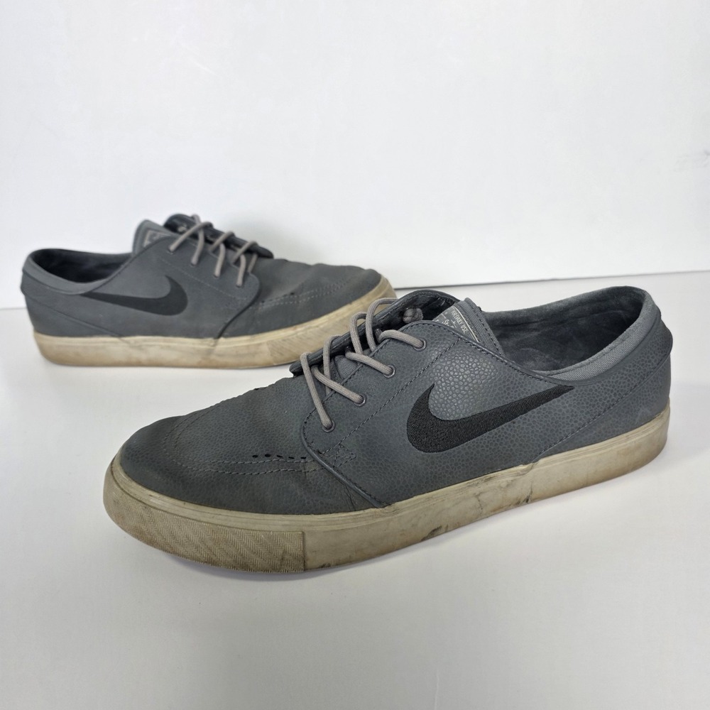 Nike Stefan Janoski Shoes Mens 12 Gray Skateboard 616490-002 Leather Skate